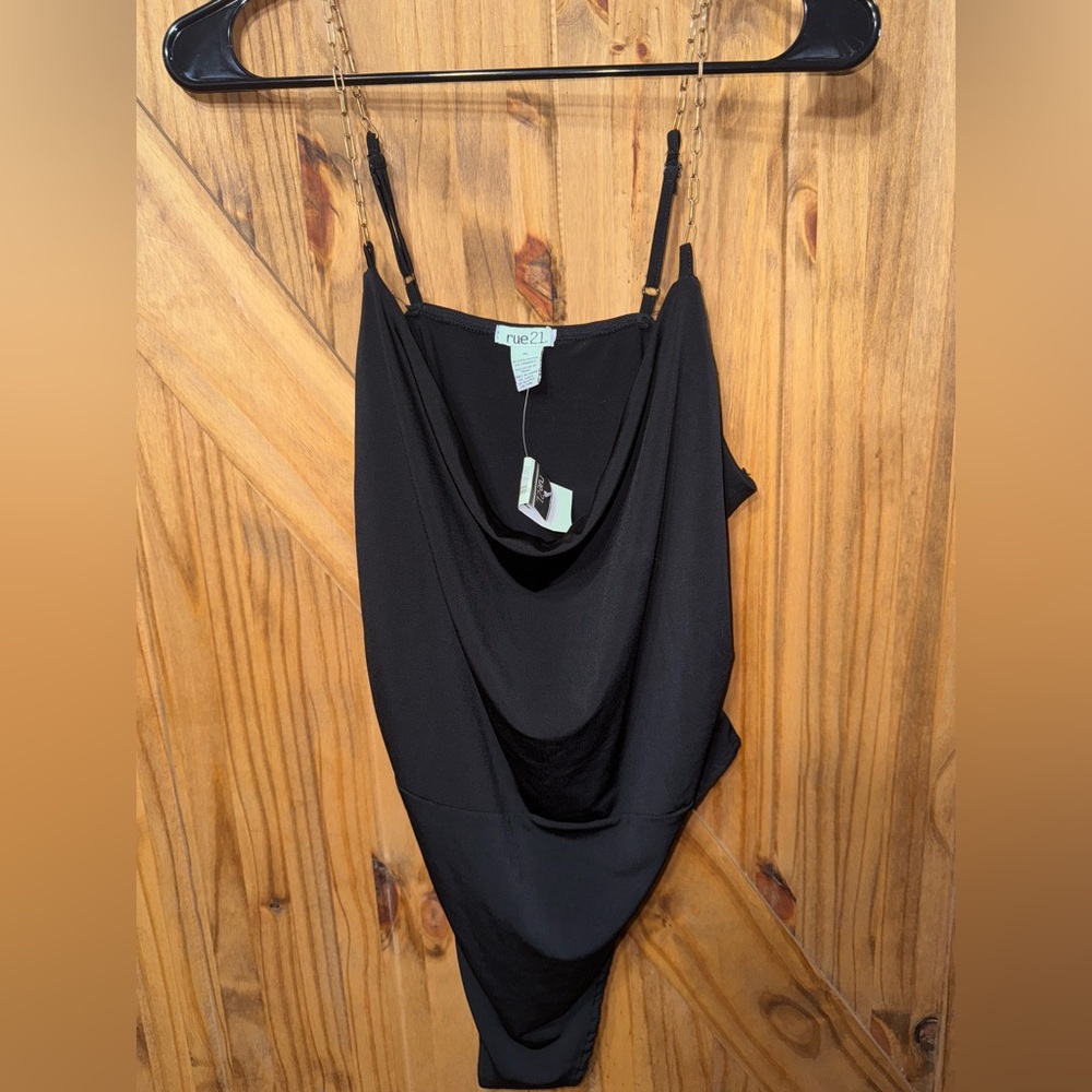 Rue21 Elegant Black Cowl Neck Bodysuit